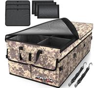 FORTEM Rangement Coffre de Voiture, Pratique et Spacieux, Boite Rangement voiture interieur pliable, Organisateur de Coffre Fond Antidérapant, Sangles de Sécurité et couvercle souple, Car Accessories