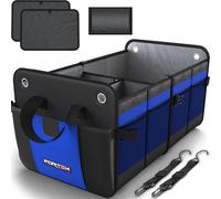 FORTEM Rangement Coffre de Voiture, Pratique et Spacieux, Boite Rangement voiture interieur pliable, Organisateur de Coffre Fond Antidérapant, Sangles de Sécurité et couvercle souple, Car Accessories