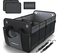 FORTEM Rangement Coffre de Voiture, Pratique et Spacieux, Boite Rangement voiture interieur pliable, Organisateur de Coffre Fond Antidérapant, Sangles de Sécurité et couvercle souple, Car Accessories