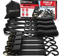 FORTEM Sangle a cliquet, Sangles d'arrimage à cliquet 4x4,5 m (Résistance 1043 kg), Sangle demenagement, Moto, remorque, Camion, 4 Boucles Souples, Crochets Métal Enduit, Sac inclu