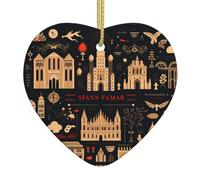 Forteresse Cœur à motifs, décoration de Noël exquise en céramique 7,4 cm Ornement de table Idéal pour les rebords de fenêtre et les cheminées.