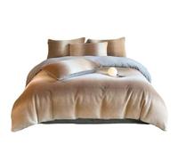 FortGASD Coral Fleece Duvet Cover 200 * 230 Printed Thick Bedding Four Piece Set, Simple Wind and Heat Storage Warm Bed Sheet with Zipper and 2 Pillowcases Suitable for Adults, Teenagers and Children