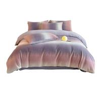 FortGASD Coral Fleece Duvet Cover 200 * 230 Printed Thick Bedding Four Piece Set, Simple Wind and Heat Storage Warm Bed Sheet with Zipper and 2 Pillowcases Suitable for Adults, Teenagers and Children