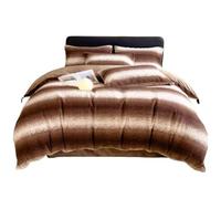 FortGASD Woolen Duvet Cover 200 * 230 Thick Coral Velvet Bedding Four Piece Set Simple Wind Heat Storage Warm Bed Sheet with Zipper and 2 Pillowcases Suitable for Adults, Adolescents and Children