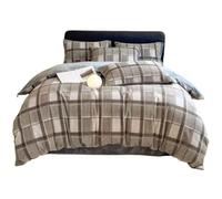 FortGASD Woolen Duvet Cover 200 * 230 Thick Coral Velvet Bedding Four Piece Set Simple Wind Heat Storage Warm Bed Sheet with Zipper and 2 Pillowcases Suitable for Adults, Adolescents and Children