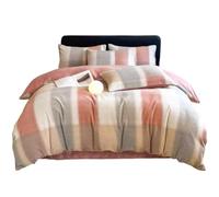 FortGASD Woolen Duvet Cover 200 * 230 Thick Coral Velvet Bedding Four Piece Set Simple Wind Heat Storage Warm Bed Sheet with Zipper and 2 Pillowcases Suitable for Adults, Adolescents and Children