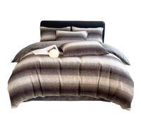 FortGASD Woolen Duvet Cover 200 * 230 Thick Coral Velvet Bedding Four Piece Set Simple Wind Heat Storage Warm Bed Sheet with Zipper and 2 Pillowcases Suitable for Adults, Adolescents and Children