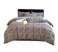 FortGASD Woolen Duvet Cover 200 * 230 Thick Coral Velvet Bedding Four Piece Set Simple Wind Heat Storage Warm Bed Sheet with Zipper and 2 Pillowcases Suitable for Adults, Adolescents and Children