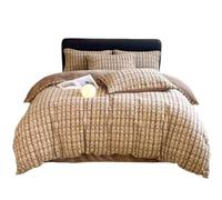 FortGASD Woolen Duvet Cover 200 * 230 Thick Coral Velvet Bedding Four Piece Set Simple Wind Heat Storage Warm Bed Sheet with Zipper and 2 Pillowcases Suitable for Adults, Adolescents and Children