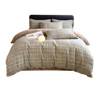 FortGASD Woolen Duvet Cover 200 * 230 Thick Coral Velvet Bedding Four Piece Set Simple Wind Heat Storage Warm Bed Sheet with Zipper and 2 Pillowcases Suitable for Adults, Adolescents and Children