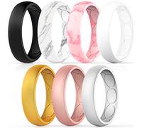 FORTHEE Alliance en silicone respirant pour femme, bande en caoutchouc de silicone de 5,7 mm, bague de remplacement, ajustement confortable, sans danger pour la peau, 9(18.9mm), Silicone, Silicone.