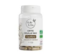 FORTIFIANT CHEVEUX & ONGLES - Ortie Feuille Bio certifiée Ecocert - 120 gélules - Cure 1 mois - Complément Alimentaire BELLE&BIO - Fabriqué en France