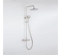 Fortifura Calvi Colonne de douche thermostatique - pomme de douche 25cm - flexible lisse - douchette ronde - inox brossé PVD SW1159499 SW799447 SW728177