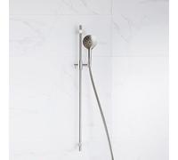 Fortifura Calvi ensemble barre de douche avec douchette à main ronde, flexible de douche lisse Acier inox brossé PVD (inox) SW799447/SW728177/SW1413851