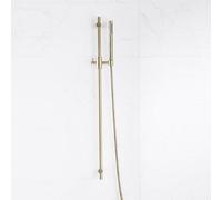 Fortifura Calvi ensemble barre de douche avec douchette barre, flexible de douche métallique Laiton brossé PVD (Or) SW767490/SW720570/SW706206