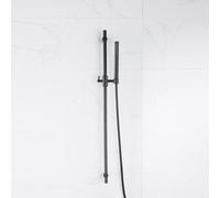 Fortifura Calvi ensemble barre de douche avec douchette bâton, flexible de douche métallique noir mat SW767488/SW496811/SW706203