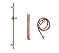 Fortifura Calvi ensemble barre de douche avec douchette en bâton, flexible de douche en métal Cuivre brossé PVD SW970053/SW970046/SW970048