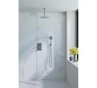 Fortifura Calvi Ensemble de douche à encastrer - thermostatique - bras plafond - douche principale de 30 cm - douchette ronde - flexible de douche lisse - Inox brossé PVD SW728177/SW1139121/SW799447/S