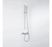 Fortifura Calvi Ensemble de douche barre curseur avec douchette stick, flexible lisse et robinet de douche Inox brossé PVD SW1413851/SW496812/SW728177/SW377862