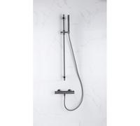 Fortifura Calvi Ensemble de douche barre curseur avec douchette stick, flexible lisse et robinet de douche Gunmetal PVD SW767491/SW766537/SW721165/SW767285