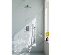 Fortifura Calvi Ensemble de douche pluie encastrable - thermostatique - bras mural - pommeau 25cm - douchette stick - flexible lisse - Inox brossé SW496812 SW542645 SW728177 SW720554 W720561 SW115
