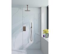 Fortifura Calvi Ensemble de douche pluie encastrable - thermostatique - bras plafond - pommeau 25cm - douchette stick - flexible lisse - Cuivre SW970038 / SW970041 / SW970042 / SW970045 / SW7994