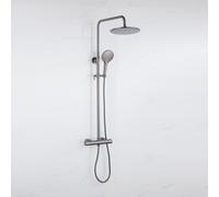 Fortifura Calvi Ensemble de douche pluie - thermostatique - douche principale de 30 cm - flexible en métal - douchette ronde - Gunmetal PVD brossé SW1159500 SW1139123 SW799451