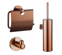 Fortifura Calvi Ensemble WC - porte-balai WC - fermé - crochet porte-serviette - porte-rouleau WC - avec couvercle - cuivre brossé SW1183148/SW1111546/SW970049