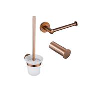 Fortifura Calvi Pack WC 3 pièces - porte-rouleau sans couvercle - brosse de toilette - crochet à serviette simple rond - Cuivre brossé PVD (Cuivre) SW970050 SW970052 SW1211593
