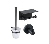Fortifura Calvi Pack WC - porte-rouleau - brosse de toilette - crochet à serviette - noir mat SW1183055/SW639932/SW639936