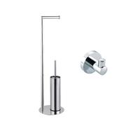 Fortifura Calvi porte-rouleau de toilette sur pied avec brosse de toilette - avec crochet pour serviette - chrome SW1189057/SW639922