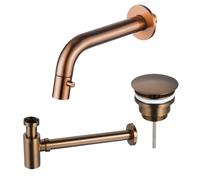 Fortifura Calvi Robinet lave-mains - encastrable - bec 18cm - à raccourcir - siphon - bonde non-obturable - Cuivre brossé PVD SW1108832/SW799403/SW799405
