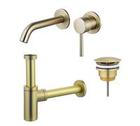 Fortifura Calvi Slim Kit mitigeur lavabo - robinet encastrable - bonde nonobturable - siphon design - PVD Laiton brossé SW720228/SW696208/SW696213
