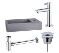 Fortifura Fuente Pack Lave-mains - 40x22x8cm - 1 trou de robinet - robinet Chrome - Béton SW696234/SW696209/SW696219/SW405221