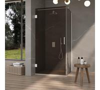 Fortifura Galeria Cabine de douche - 100x140x200cm - scharnières - poignée plat - verre fumé - Blanc mat SW1122559/SW1122562/SW797906/SW797946