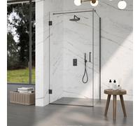 Fortifura Galeria Cabine de douche - 100x80x200cm - scharnières - barre de renfort - poignée plat - verre clair - Gunmetal brossé PVD SW1122549/SW1122563/SW797907/SW797914