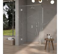 Fortifura Galeria Cabine de douche - 100x90x200cm - scharnières - barre de renfort - poignée plat - verre clair - Chrome SW1122549/SW1122560/SW797904/SW797926