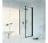 Fortifura Galeria Cabine de douche - 60x90x200 - Profil verre de sécurité - anticalcaire - noir mat SW1122468/SW797926/SW797905