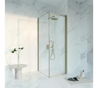 Fortifura Galeria Cabine de douche - 70x80x200 - Profil verre de sécurité - anticalcaire - Laiton brossé PVD (or) SW1122476/SW797914/SW797910