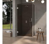 Fortifura Galeria Cabine de douche - 80x120x200cm - scharnières - poignée plat - verre fumé - Chrome SW1122557/SW1122560/SW797904/SW797944