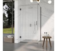 Fortifura Galeria Cabine de douche - 80x90x200cm - scharnières - barre de renfort - poignée plat - verre nervuré - Gunmetal brossé PVD SW1208820/SW1122563/SW797907/SW797951