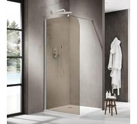 Fortifura Galeria Douche à l'italienne - 100x200cm - paroi en verre arrondie - verre fumé - bras mural - blanc mat SW1418365/SW797906