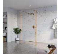 Fortifura Galeria Douche à l'italienne - 100x200cm - verre clair - anticalcaire - verre de sécurité 8mm - 2 parois latérales 40cm - avec bras muraux et profilés d'angle - Cuivre brossé SW927772 2x/SW7