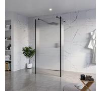 Fortifura Galeria Douche à l'italienne - 100x200cm - verre clair nervuré - anticalcaire - verre de sécurité 8mm - 2 parois latérales 30cm - avec bras muraux et profilés d'angle - Noir mat SW927767 2x/