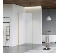 Fortifura Galeria Douche à l'italienne - 100x200cm - Verre dépoli - Bras plafond - Laiton brossé (doré) SW797927/SW797910/SW804543