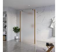 Fortifura Galeria Douche à l'italienne - 100x200cm - verre satiné - anticalcaire - verre de sécurité 8mm - 2 parois latérales 30cm - avec bras muraux et profilés d'angle - Cuivre brossé SW927772 2x/SW