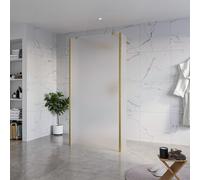 Fortifura Galeria Douche à l'italienne - 100x200cm - verre satiné - anticalcaire - verre de sécurité 8mm - 2 parois latérales 30cm - avec bras muraux et profilés d'angle - Laiton brossé (doré) SW92777