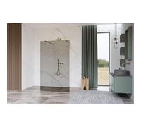 Fortifura Galeria Douche à l'italienne - 110x200cm - Fumé - anticalcaire - verre de sécurité 8mm - bras muraux - Laiton brossé (or) SW927770 2x/SW915252