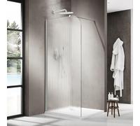 Fortifura Galeria Douche à l'italienne - 110x200cm - paroi en verre arrondie - gauche - verre cannelé - bras mural - blanc mat SW1418371/SW797906