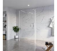 Fortifura Galeria Douche à l'italienne - 110x200cm - verre clair - anticalcaire - verre de sécurité 8mm - 2 parois latérales 30cm - avec bras muraux et profilés d'angle - Blanc mat SW927768 2x/SW91525